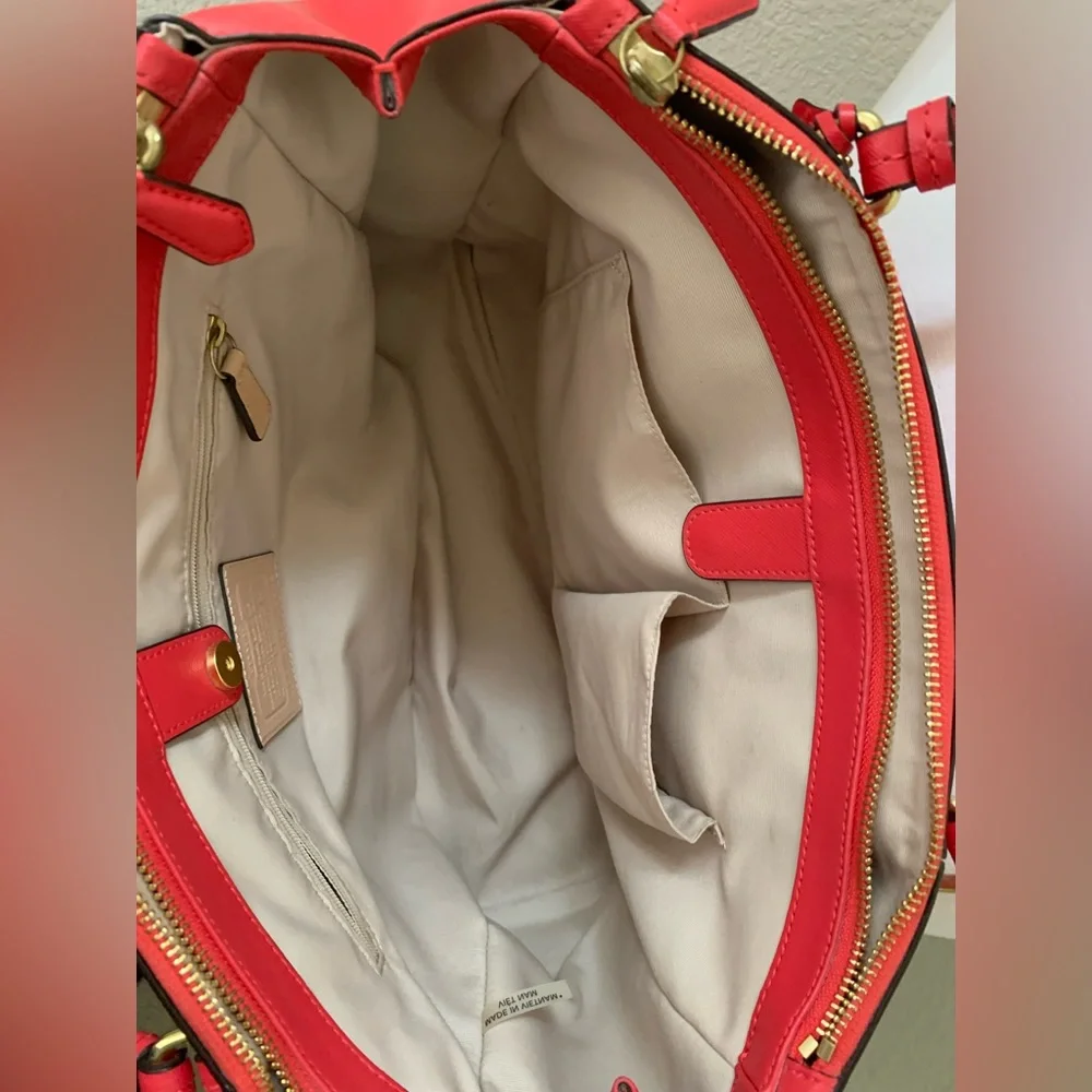 COACH Leather Peyton Double Zip CarryAll Handbag - Picture 8 of 16